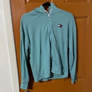 Tommy Hilfiger women Teal Zip-Up Sweater